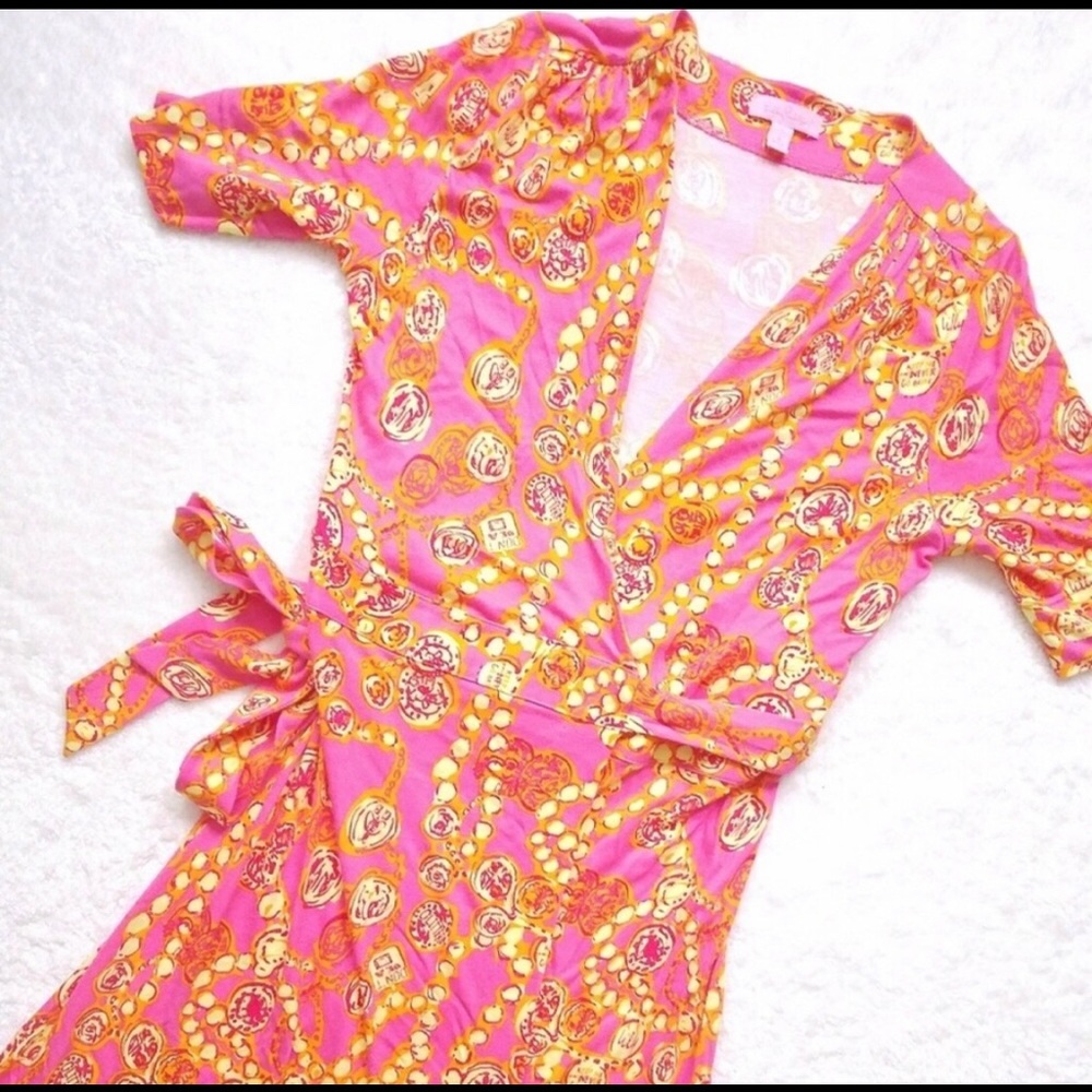 Lilly Pulitzer wrap dress.
